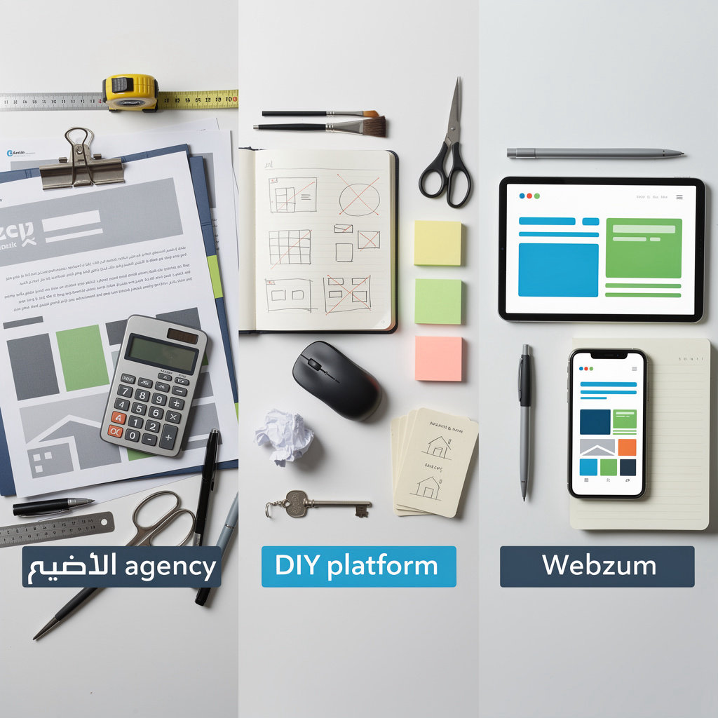 webzum - مقارنة طرق بناء الموقع: وكالات غالية مقابل منصات DIY مقابل webzum السريع والرخيص